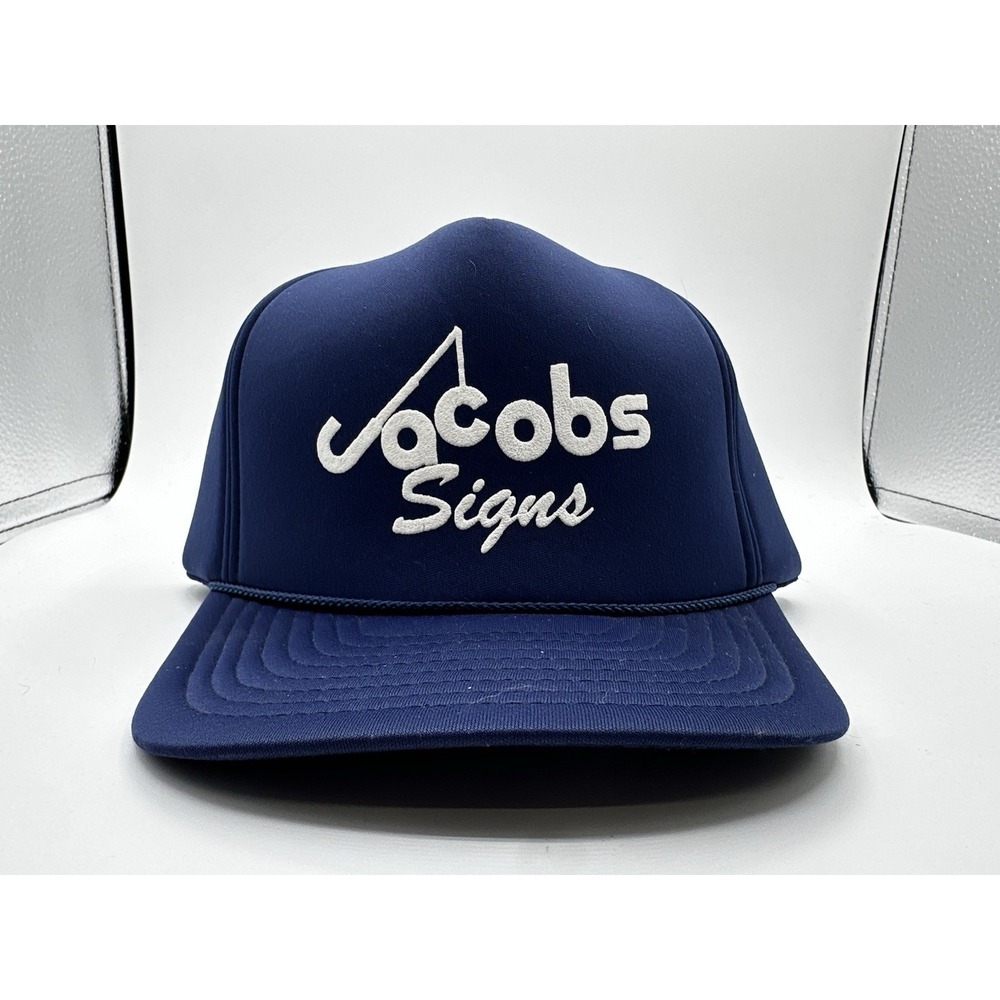 Vintage Jacobs Signs Snapback Hat Blue White San Sun Made In Sri‎ Lanka